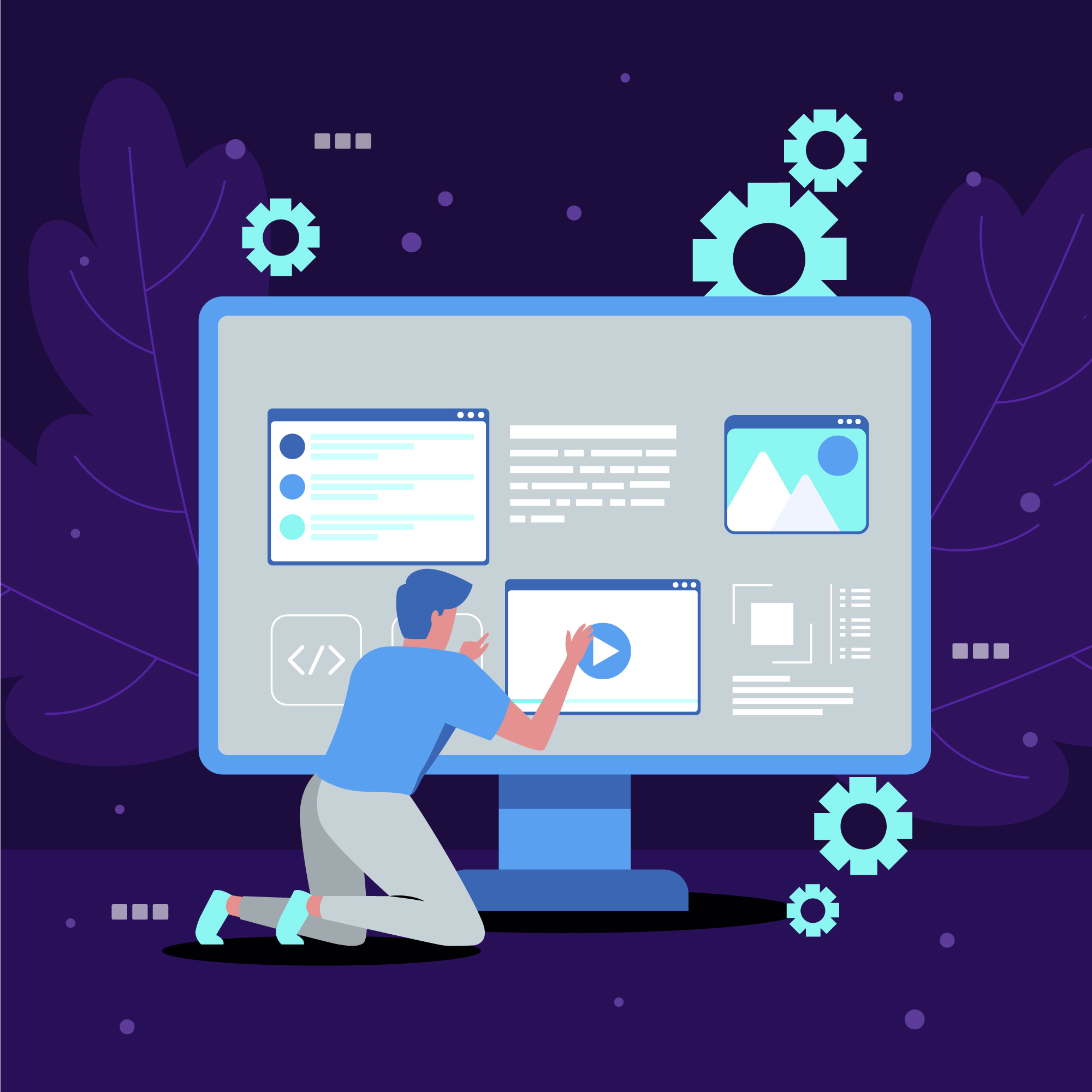 Custom software development services illustration by Sathuram Software