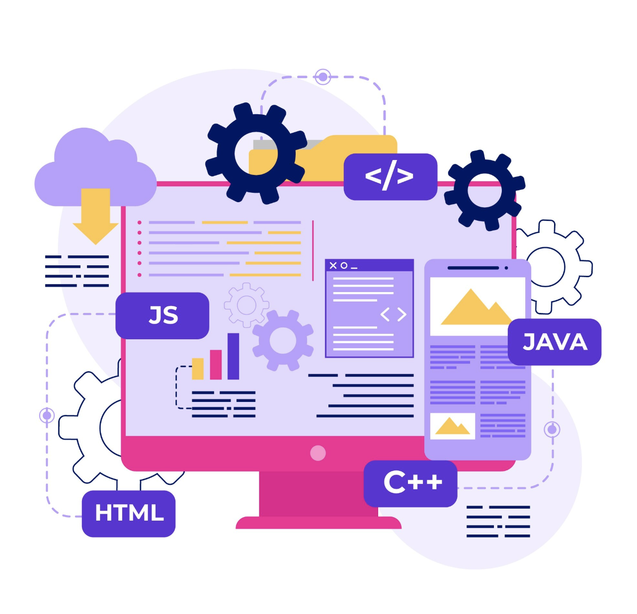 Web application development services illustration by Sathuram Software